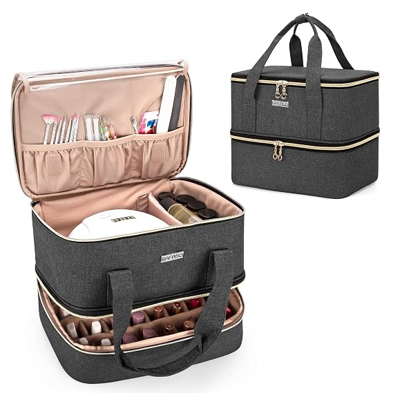 BAFASO Nail Polish Organizer Holds 40 Bottles and a Nail Lamp, Black