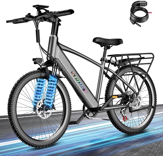 Electric Mountain Bike 26" with 48V 12Ah Battery, 1500W Peak Motor