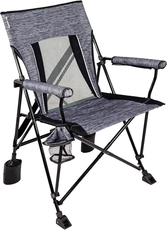 Kijaro Rok-it, Rocking Camp Chair - Enjoy The Outdoors with a Rocker Camp Chair - Multipurpose Portable Rocking Chair, Folding Chair, Lawn Chair, and Sports Chair - Hallett Peak Gray