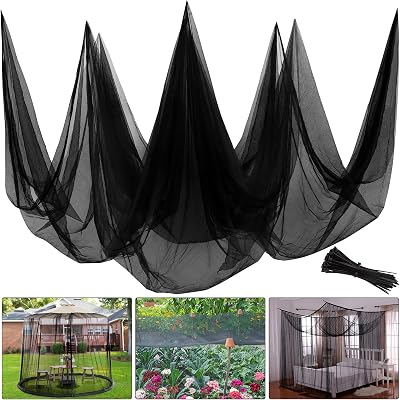 Unves Garden Mosquito Netting, 33 x 10 Ft Mosquito Net for Patio, Insect Pest Barrier Bird Netting Mesh for Garden, Soft Plant Covers Protect Vegetables Fruits from Birds Bugs, Hexagonal Mesh, Black