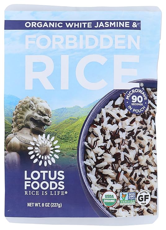 Lotus Foods, Rice White Jasmine And Forbidden Blend Organic, 8 Ounce