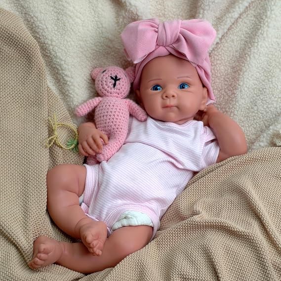 19 Inch Realistic Reborn Baby Doll - 8lb Full Solid Silicone Body, Lifelike Newborn with Open Eyes, Anatomically Correct Toddler Doll Collector Item