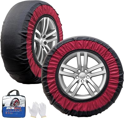 Automotive Snow Socks - Textile Snow Chain for Car, SUV, Pickup, Easy to Install - Winter Tire Chain Traction Device KE77