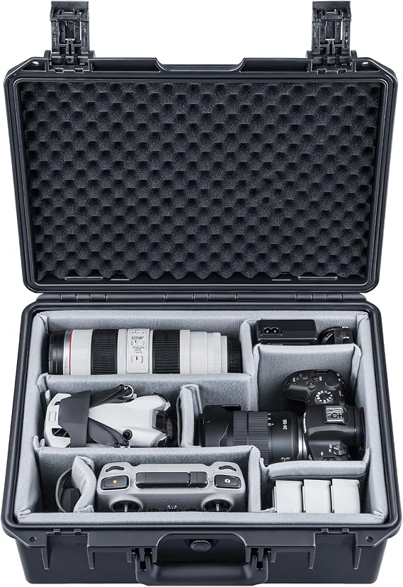 Lykus PVC1 Hard Case with Dividers for Cameras,Lenses,DJI Mavic/Air/Mini