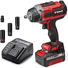 Einhell Professional akülü darbeli somun sıkma makinesi IMPAXXO 18/450 (1 × 4.0 Ah) Power X-Change (18 V, 450 Nm, kömürsüz, harici kare sürücü, 4 Ah akü, şarj cihazı, somun seti dahil)