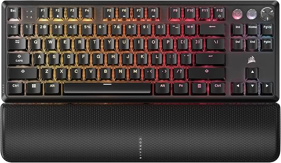 Corsair K70 PRO TKL RGB Numeric Keyless Mechanical Wired Gaming Keyboard - Ruched Hall Effect MGX HyperDrive Adjustable Switch Simultaneous SOCD and Rapid Trigger ABS Double Shot QWERTY NA - Black