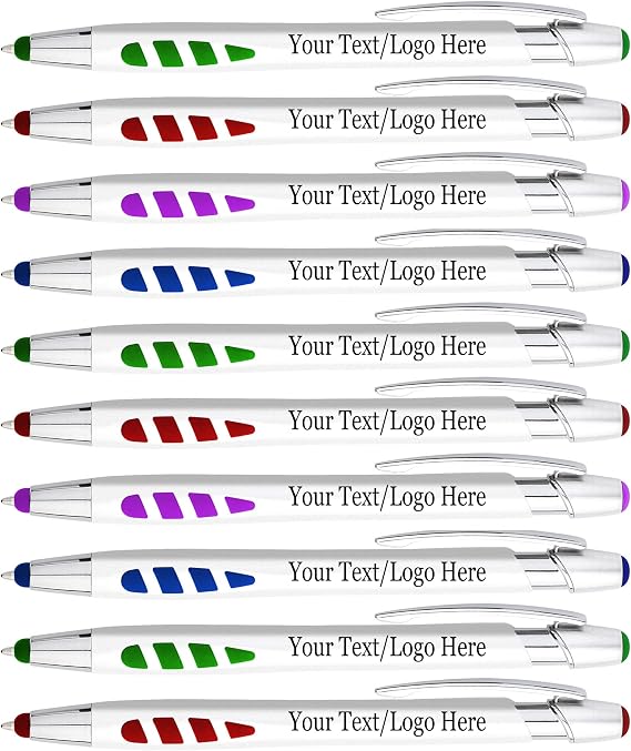 Promotional Pens with Your Custom Logo or Text-200 Pack Bulk-for Businesses, Parties, and Events, 2 in 1 Ballpoint Pen & Stylus for Touchscreen Devices, Assorted