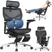 Ergonomic Office Chair with Lumbar Support - Over 10 Hours Sitting Comfortable, Mesh Big and Tall Home Computer Desk Chairs, 4D Headrest, 2-Gear Footrest, 630 Armrst, Seat Depth Adjustable