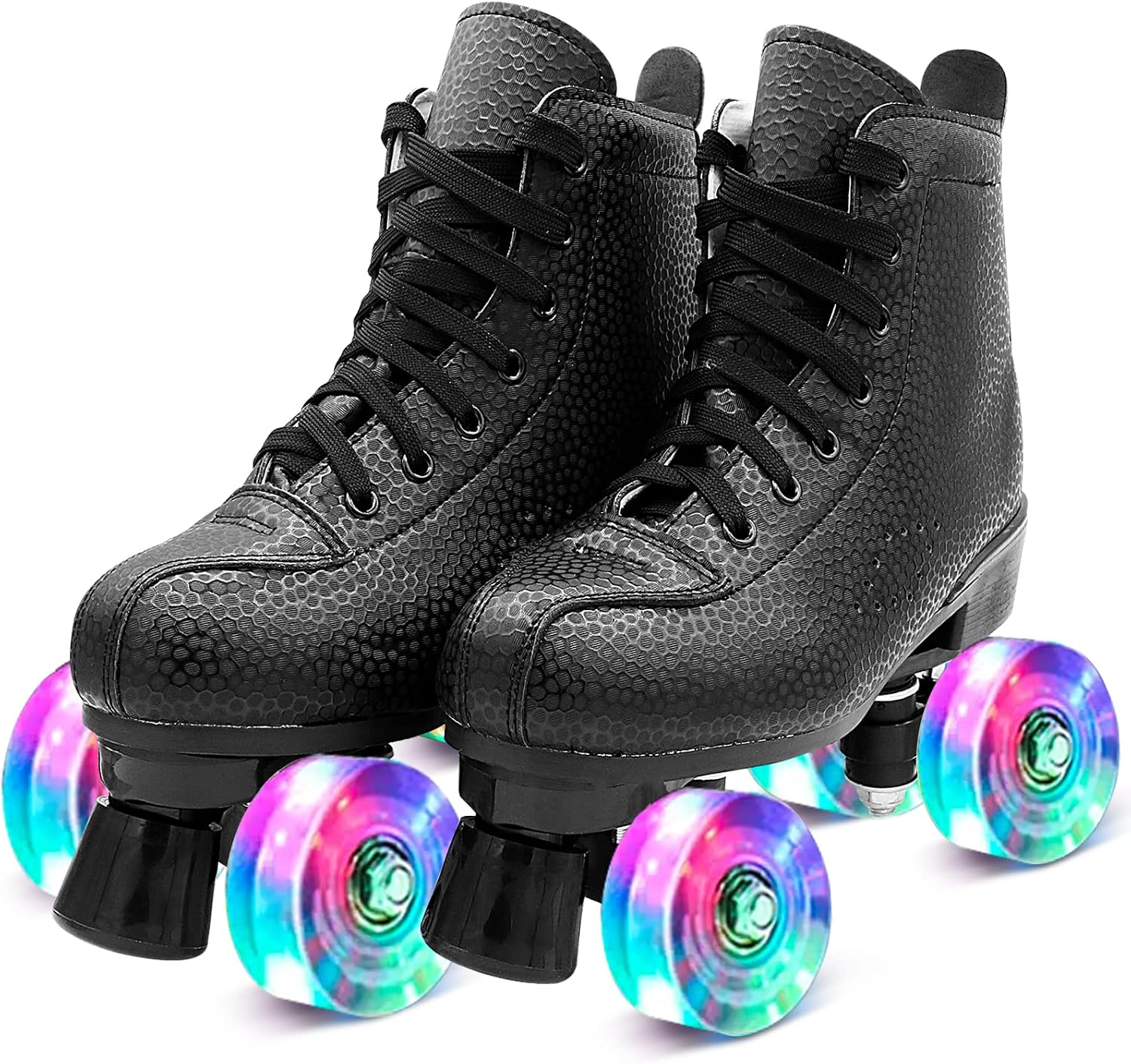 Roller Skates for Women&Girls,Premium High-top Classic Double-Row Design Roller Skates Shoes 4 Shiny Wheels,PU Leather Roller Skates for Beginners TeensAdultBoysUnisex IndoorOutdoor