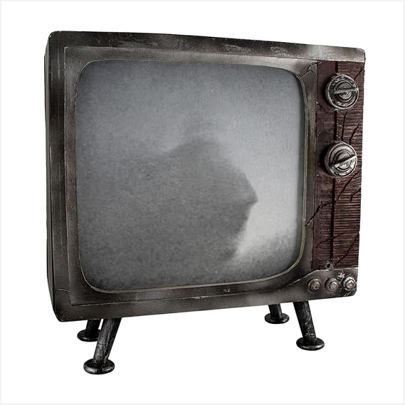 Haunted Hill Farm 0.9-Ft Haunted TV Animatronic by Tekky with Sound Effects | 0.9-Ft Haunted TV by Tekky, Battery Operated, Motion Activated, Sound Effects, Lights, Indoor or Outdoor Creepy Decoration
