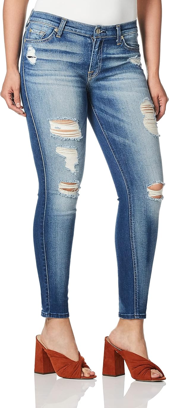 7 for All Mankind Women's Mid Rise Skinny Fit Ankle Jeans