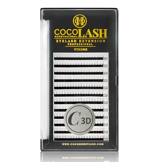 COCO Honey Lash Eyelash Extensions, Volume C Curl [3D] [0.07mm], Faux Mink Individual Lash Extensions (Length: 9mm)