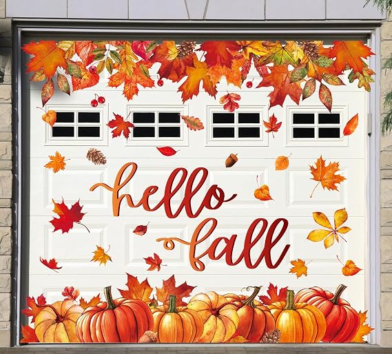 FYSUIMU 31Pcs Hello Fall Garage Decoration Magnet Stickers Pumpkin Maple Leaf Refrigerator Decals for Autumn Harvest Thanksgiving Home Party Garage Door Car