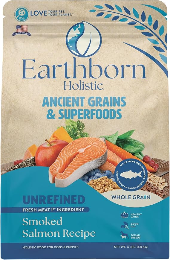 Earthborn Holistics Unrefined Smoked Salmon with Ancient Grains & Superfoods Dry Dog Food, 4-lb Bag