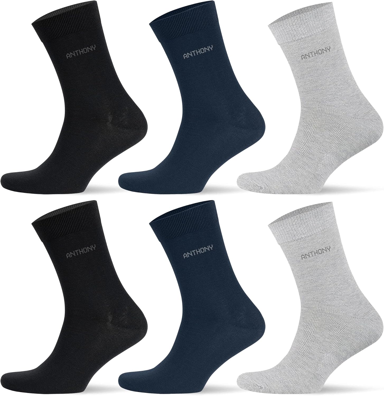 Anthony Jackson 6 Double Box BAMBOO Premium Classic Mens Socks