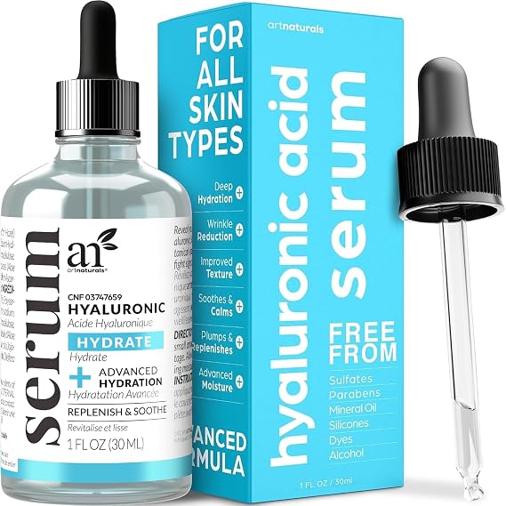 ArtNaturals Hyaluronic Acid Serum, 1 fl oz | Deeply Hydrates & Replenishes Skin, Helps Smooth Fine Lines, Improves Texture & Supports Soft, Plump, Radiant-Looking Skin