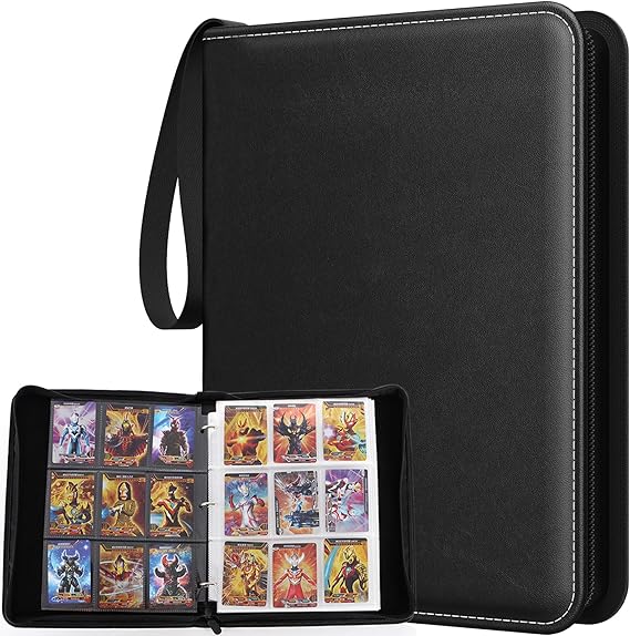 Card Binder 9-Pocket, 1080 Pockets Trading Card Album with 60 Removable Sleeves, Waterproof Card Collection Folder, Zipper Card Folder Card Holder for MTG, TCG, Sports & Game Cards