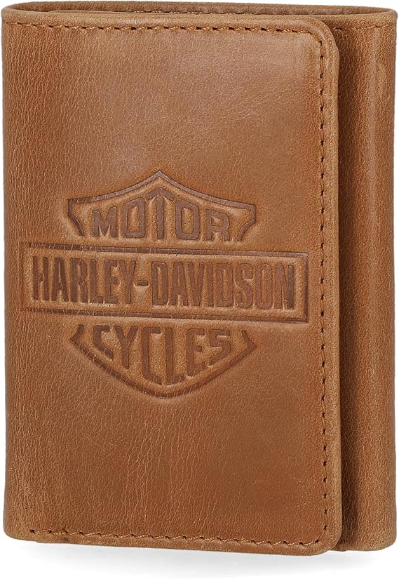 HARLEY-DAVIDSON Men's Leather RFID Blocking Trifold Wallet