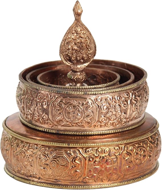 DharmaObjects Tibetan Copper Offering Mandala Set 5.5" Diameter