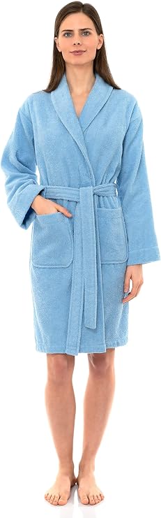 TowelSelections Womens Robe, 100% Cotton Short Terry Shawl Bathrobe