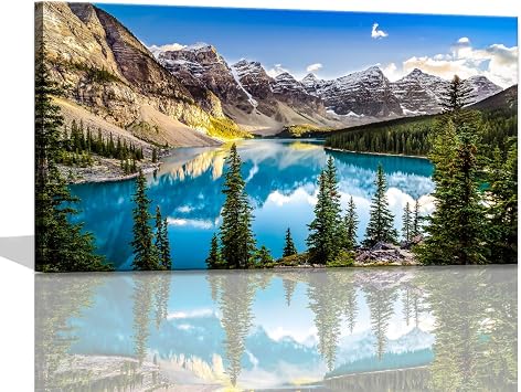 Wall Pictures for Living Room Moraine Lake Landscape Banff National Park Photos Large Canvas Prints Framed Wall Art Modern Nature Pictures for Bedroom Wall Decor XLarge Canvas Wall Art 30x60inch
