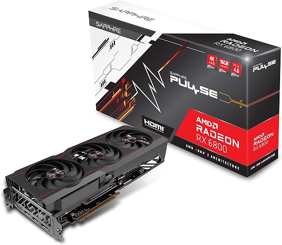 Sapphire 11305-02-20G Pulse AMD Radeon RX 6800 PCIe 4.0 Gaming Graphics Card with 16GB GDDR6