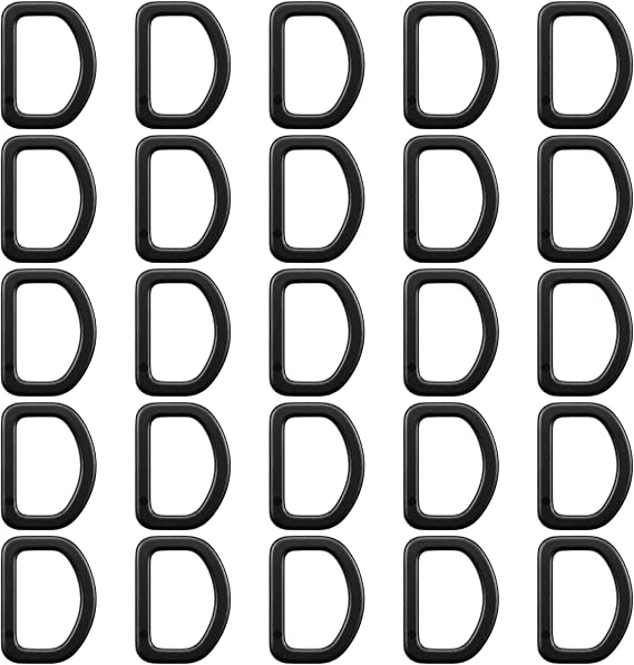 Strapworks 1/2 Inch Heavy Duty Plastic D-Ring - Black D Ring Buckle Used for Backpacks, Bags, Harnesses, Tie Downs - 25 Pack