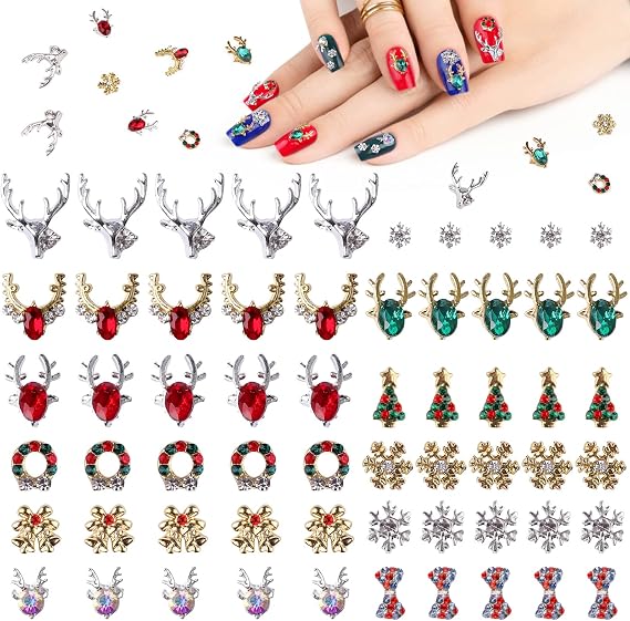 EBANKU 60 Pcs Nail Charms Decorations 3D Colorful Charms for Nails