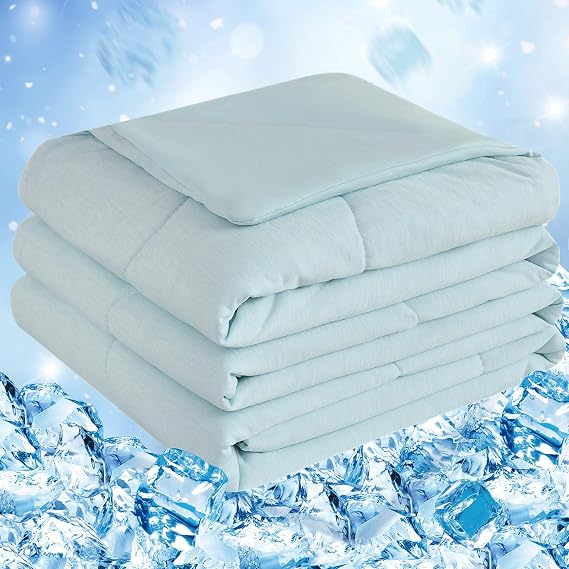 Cooling Blanket, Coverless Duvet,Ultra-Soft & Friendly,Lightweight, Breathable, Machine Washable,Cool Sleeping Summer Blanket for Night Sweats Hot Sleeper,for Bed Sofa,Double XL,228 x 228 cm, Ice Blue