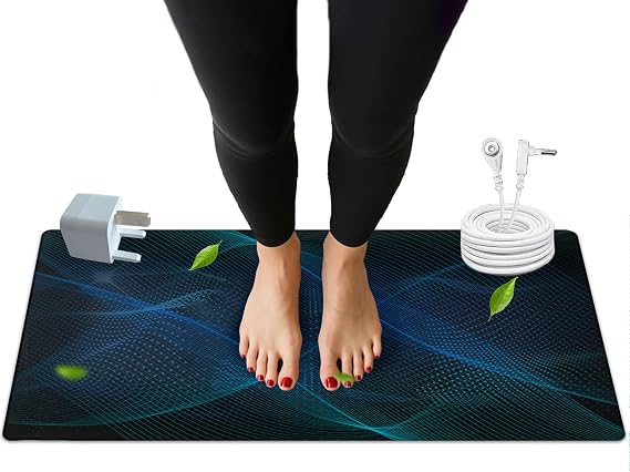 Grounding Mat for Desk, Earthing Mats for Sleep Improvement, Pain Relief, Earth Connected Therapy. Grounding Pads with 15ft Cord, Indoor Grounded for Body Balance & Wellness Support(26x10inch)