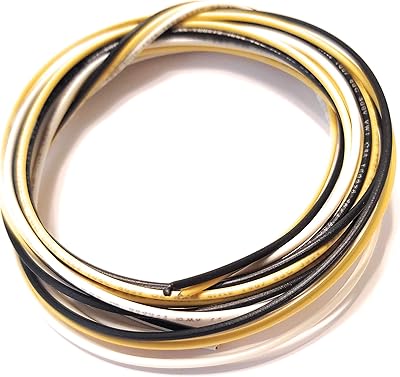 22 Ga Handy Pack of PVC Coated Guitar Wire 22 gauge Black - White - Yellow 15 Feet