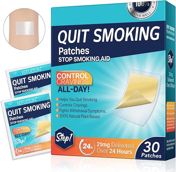 Step 1 Quit Smoking Patches, 21mg Stop Smoking Aids Patches, Helping Quit Patch, Easy & Effective Anti-Stickers, 30 Count Quit Smoking Stickers that Work with 2 Weeks, Anti-Stickers