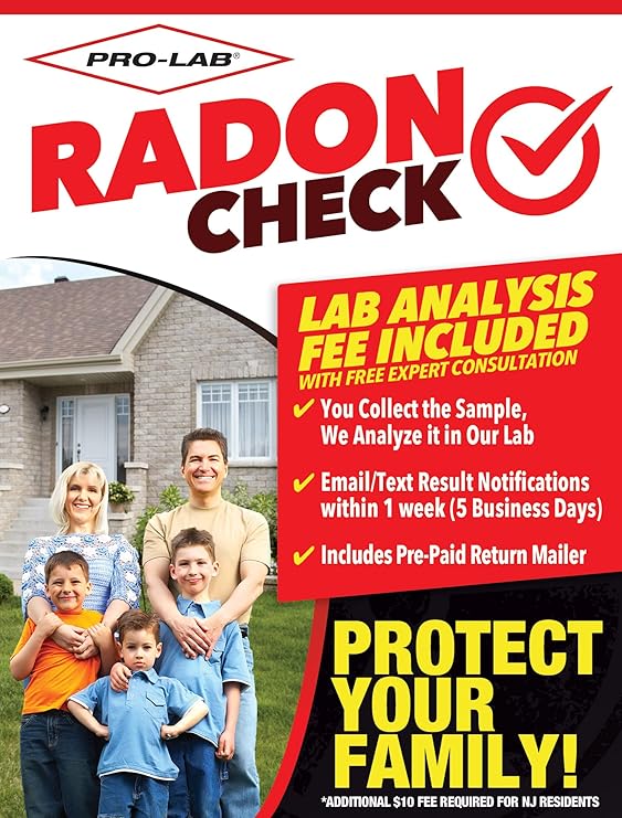 PRO-LAB Radon Test Kit for Home - EPA Approved Short-Term Radon Tester with 1 Detector - Lab Fee & Return Mailer Included - Quick & Reliable Radon Testing