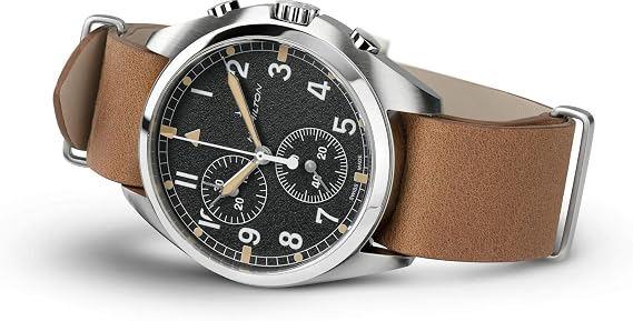 Hamilton H76522531 Men's Watch, Aviation, Pilot Pioneer, Chrono Quartz, 1.6 inches 41 mm, Analog Black Dial