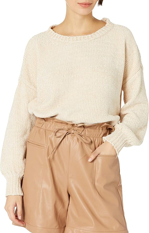 KENDALL + KYLIE Women's Balloon Sleeve Crew Neck Sweater -