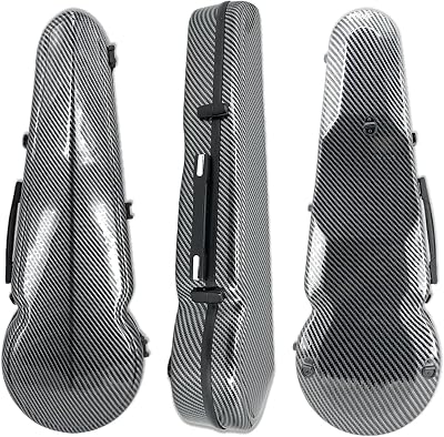 Viola Case 16 Inch, Adjustable Interior Fits for 15-16.5 Inch Violas, Carbon Fiber Hard Shell Ultra-Light & Shockproof with 2 Bow Holders, Humidity Control Travel Triangle CaseBlack