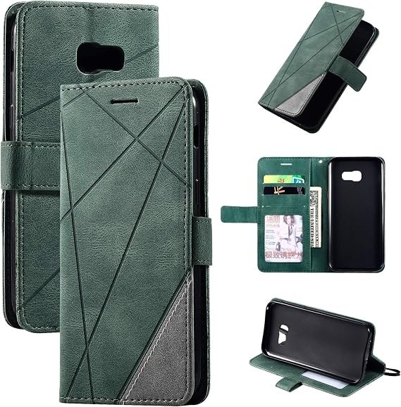 Case for Samsung Galaxy J7 Prime 2 Case Cover ,Case for Samsung SM-G611FF/DS Galaxy J7 Prime 2 / Galaxy On7 Prime 2018 / SM-G610F/DD Galaxy On Nxt / Galaxy J7 Prime Case Flip Pu Leather Cover Green