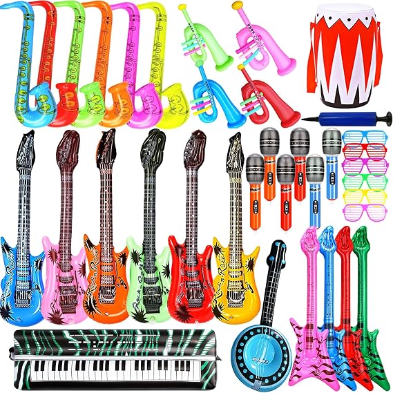 Smilixin 36Pack Inflatable Guitar Set,Blow Up Guitar,Inflatable Guitars