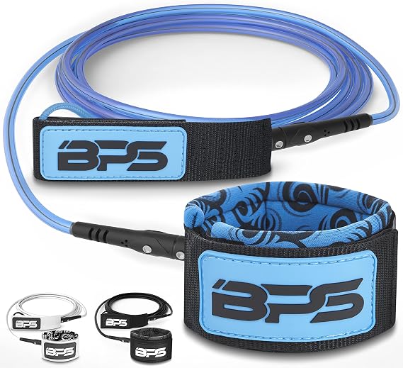 BPS New Zealand Storm Premium Surfboard Leash, 7.2mm 8mm Straight Surf Leash 6ft 7/8/9/10 ft, Legrope Strap for All Boards