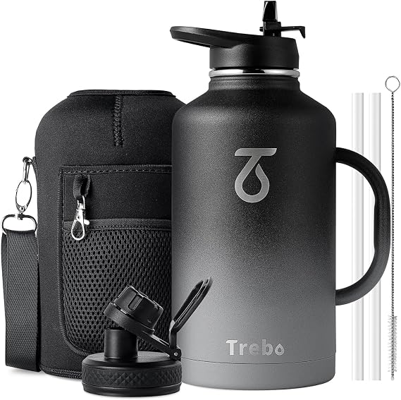 Trebo Insulated Water Bottle 2 L Stainless Steel with Side Handle & Pouch