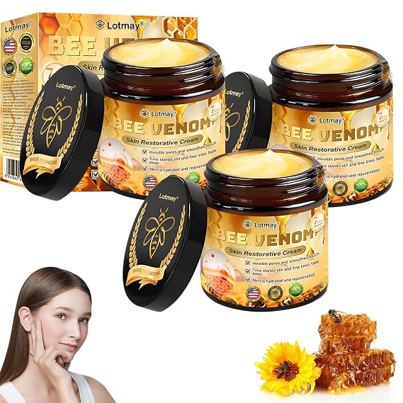 Lotmay Bee Venom Restorative Cream, Advanced Skin Firming Body Lotion, Lotmay Bee Venom Cream, Reduces wrinkles and blemishes, Natural Ingredients Suitable for All Skin Types (3 Bottle)