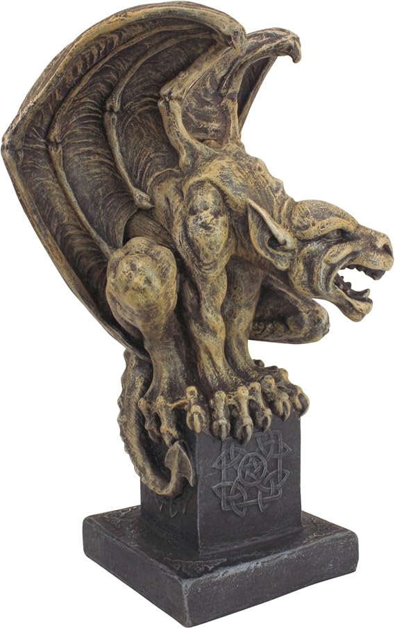 Design Toscano Abbadon Gothic Gargoyle Indoor/Outdoor Garden Statue on Celtic Base, 12 Inches Tall, Cast Stone Resin, Two Tone Stone Finish