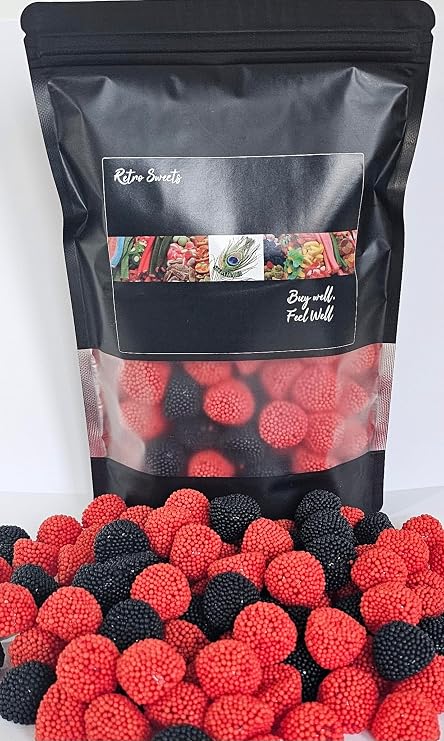 Crunchy Blackberry and Raspberry Sweets - 200g bag small Blackberries and Raspberries Bobbly Sweets by skvdntrade8 (Blackberry and Raspberry, 200G)