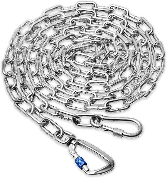 Heavy Duty Dog Chain for Yard - 5FT Metal Dog Chain Leash for Large Dog,Long Lead for Outside with Strong Swivel Hook,Outdoor Runner for Camping,Chew Proof Tie Out Cable up to 200LBS