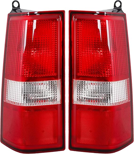 Tail Light Compatible With 2003-2014 Chevy Express 1500 | Fits 03-23 Chevy Express 2500/3500, 2003-2023 GMC Savana Driver and Passenger Side Without Bulb,Red+Amber+White, Black Edge