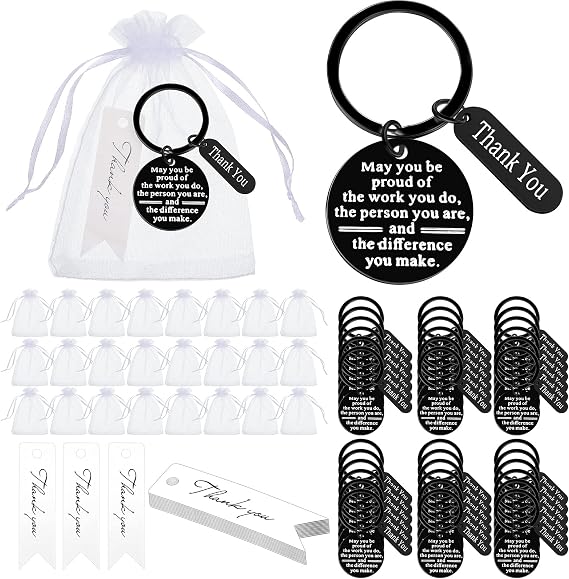 Yinkin 150 Pcs Employee Appreciation Gifts Bulk Thank You Keychains