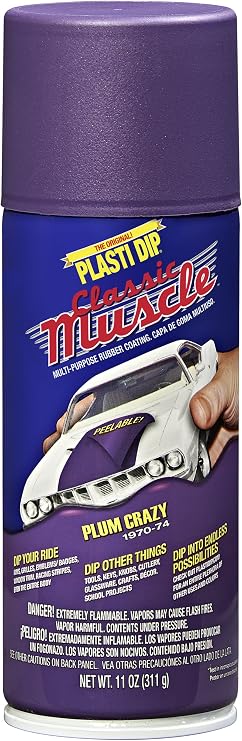 Plasti Dip Classic Muscle Plum Crazy 11 oz Spray Peelable Rubber Coating for Wheels, Trim, Bumpers, Emblems, Badges, Auto Parts & DIY Projects Flexible, Durable Purple Finish