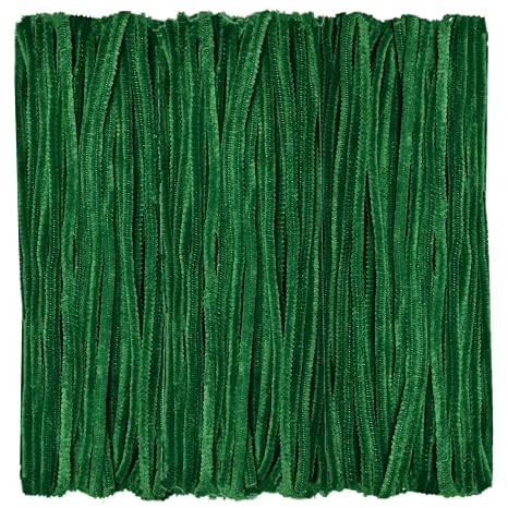 Pipe Cleaners 100 Pieces Chenille Stems Dark Green for DIY Art Decorations Creative Craft (6 mm x 12 Inch)