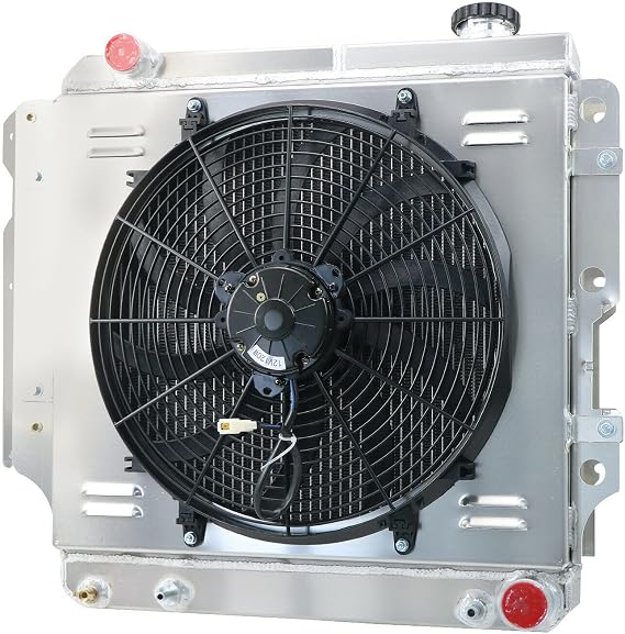 ALLOYWORKS 3 Row Aluminum Radiator Fan Shroud Kit for 1987-2004 Jeep Wrangler YJ/GM Chevy V8 Conver | Full aluminum radiator. High thermal conductivity. Corrosion resistance. Most cars. Long travel. Harsh road. Frequent use.