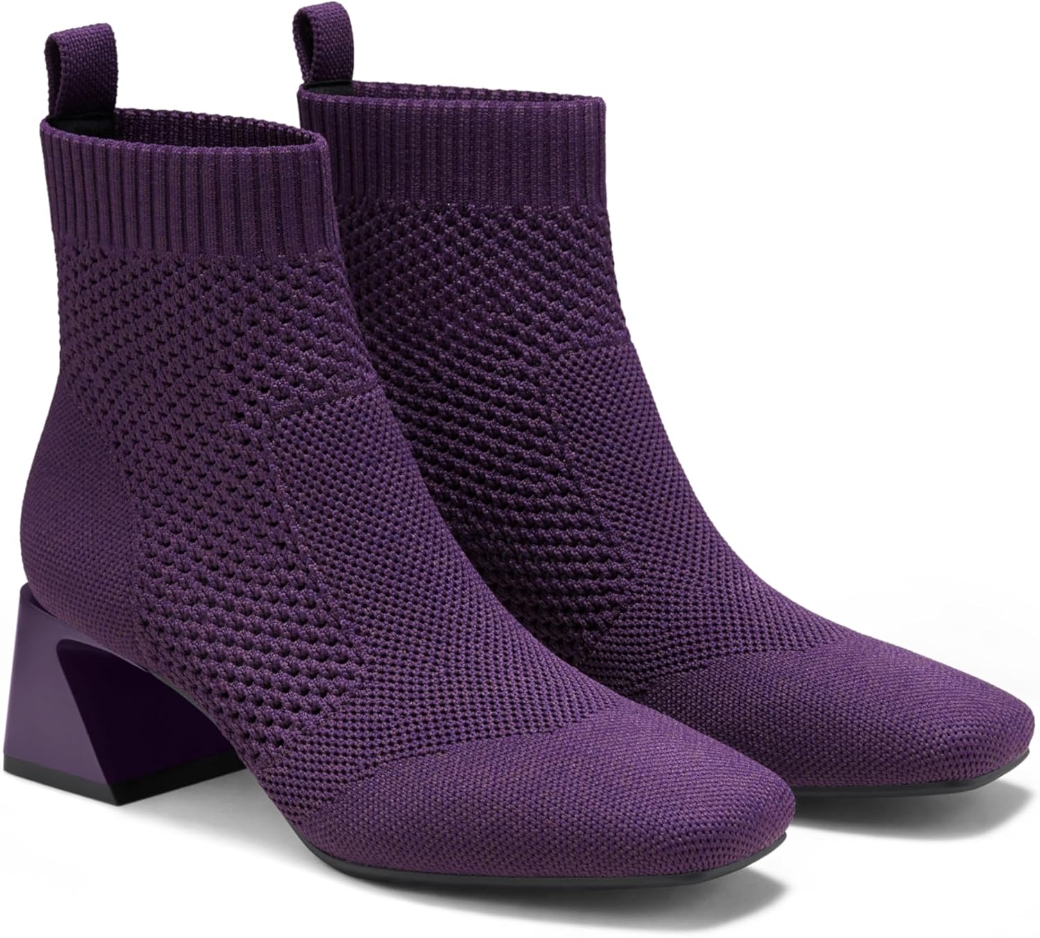 VIVAIA Melissa Womens Ankle Boots Slip on 1.77 Chunky Block Mid Heel Booties Pointed Toe Retro-inspired Design